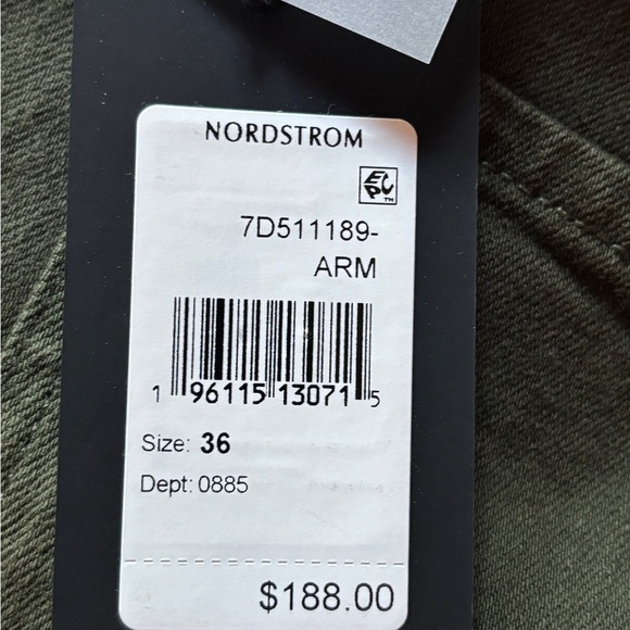 7 For All Mankind Slim Straight Olive Jeans Men's Casual Wear Size 36 NWT - Picture 7 of 7